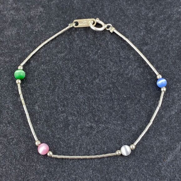 Vintage Jordan Liquid Sterling Silver 925 Simulated Cat's Eye Bracelet 7" - Picture 1 of 5